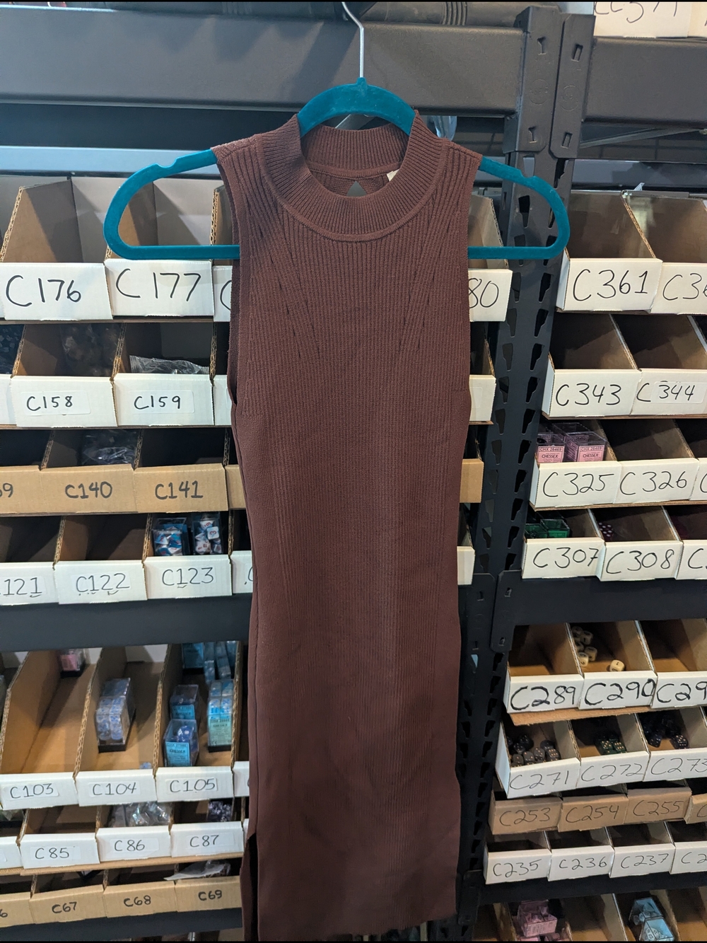Sleeveless Ribbed Knit Sweater Dress - Brown | XSP